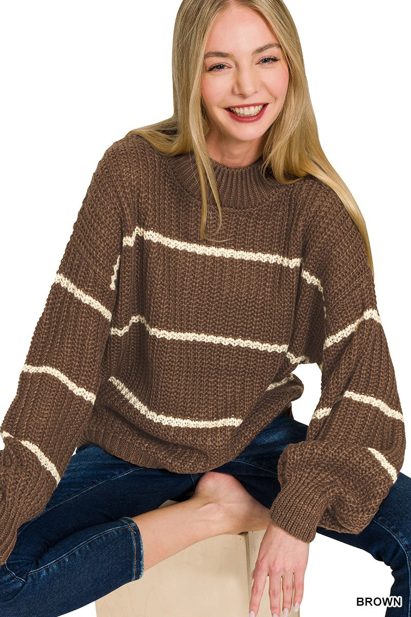 Sweater Weather Striped Sweater-Tops-Anatomy Clothing Boutique in Brenham, Texas