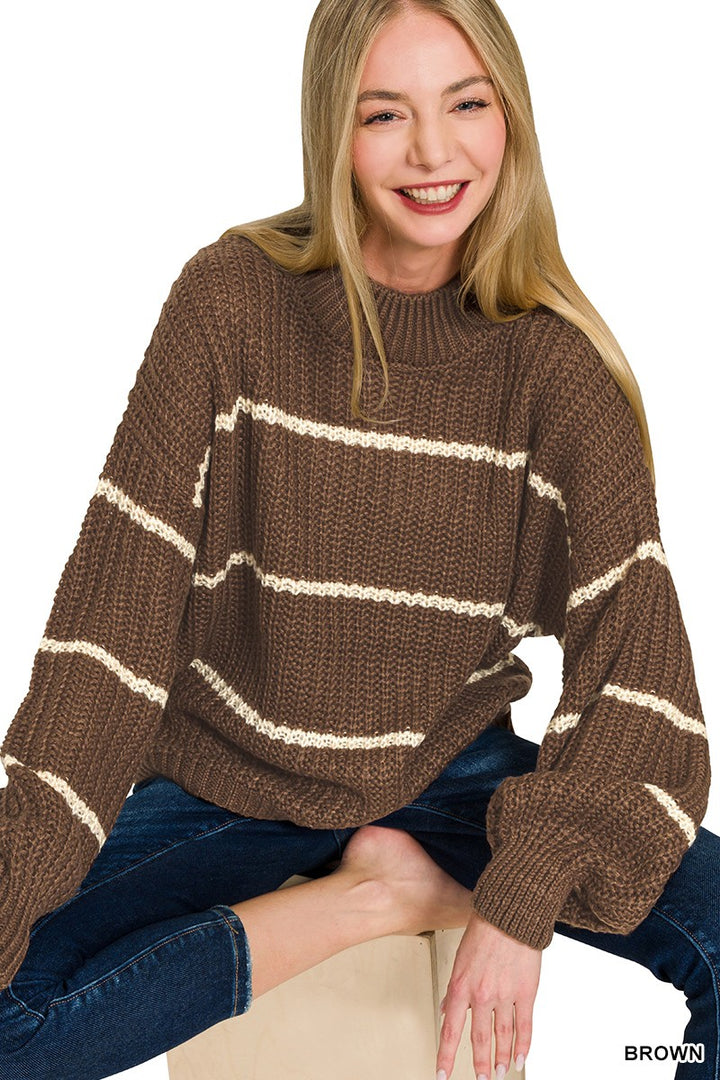 Sweater Weather Striped Sweater-Tops-Anatomy Clothing Boutique in Brenham, Texas