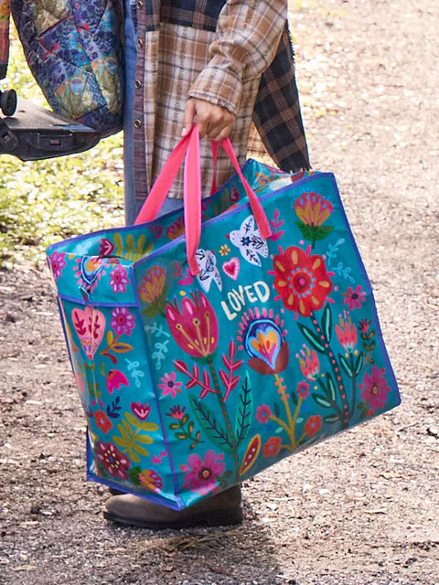 Loved Floral XL Happy Bag NATURAL LIFE-Accessories-Anatomy Clothing Boutique in Brenham, Texas