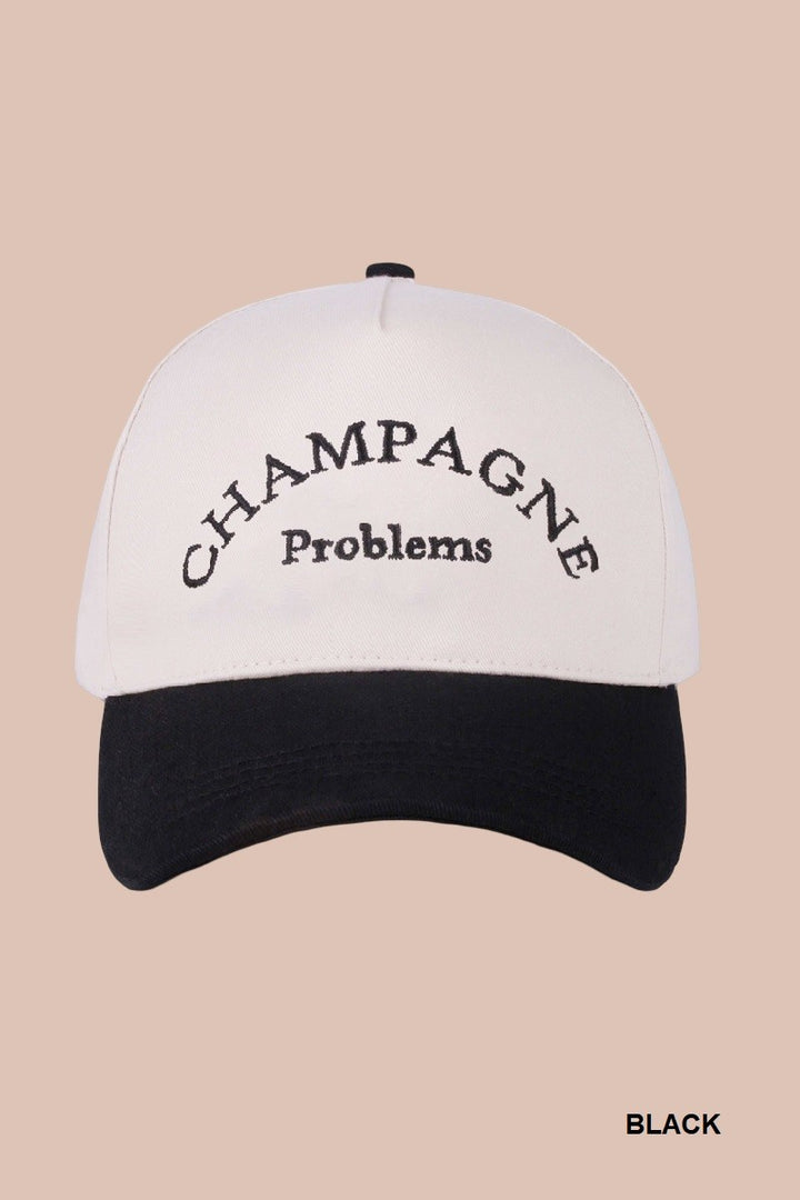 Champagne Problems Two Tone Canvas Hat-Accessories-Anatomy Clothing Boutique in Brenham, Texas