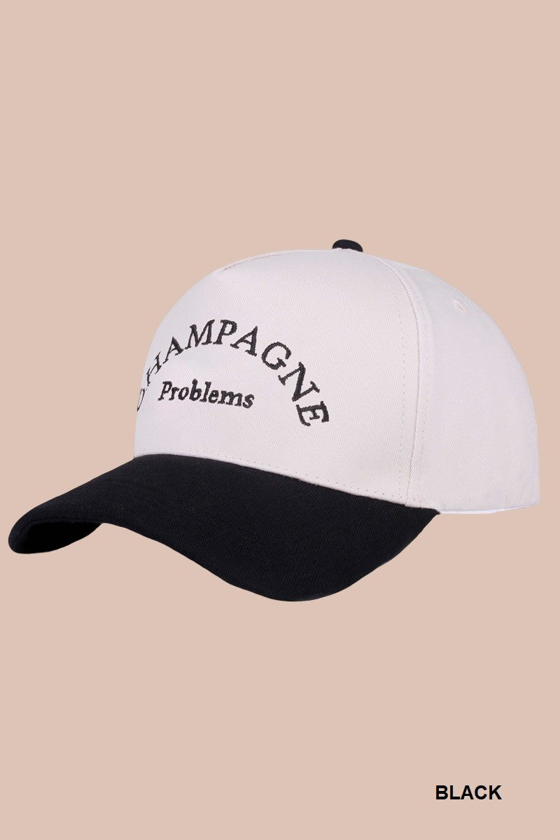 Champagne Problems Two Tone Canvas Hat-Accessories-Anatomy Clothing Boutique in Brenham, Texas