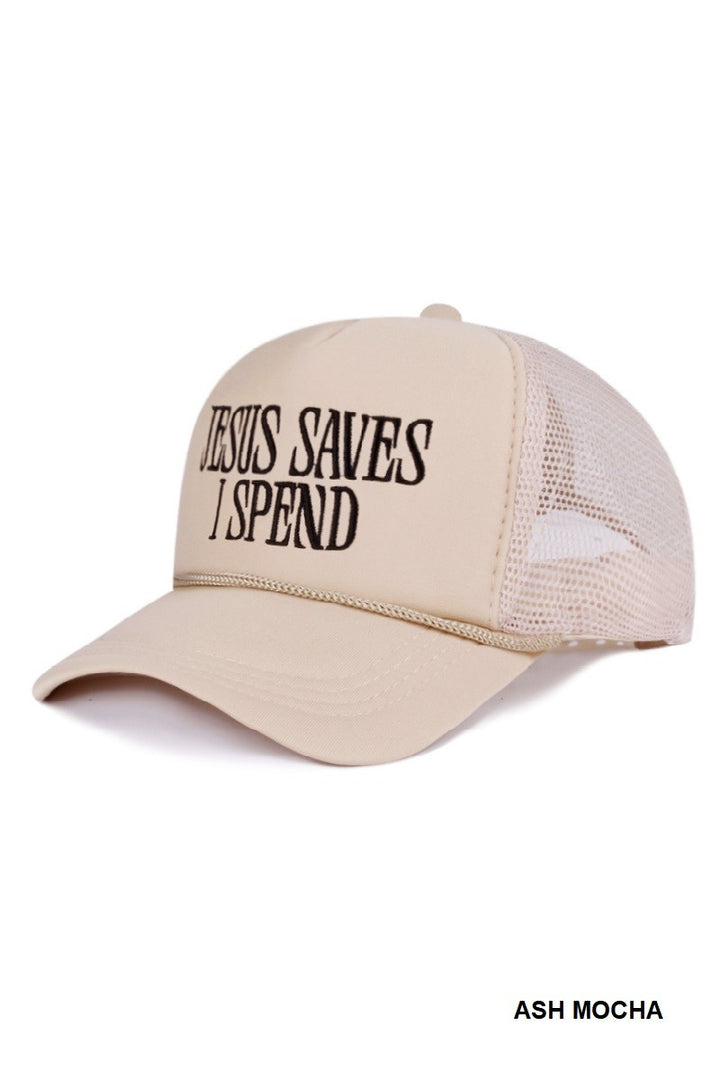 Jesus Saves Mesh Trucker Hat-Accessories-Anatomy Clothing Boutique in Brenham, Texas