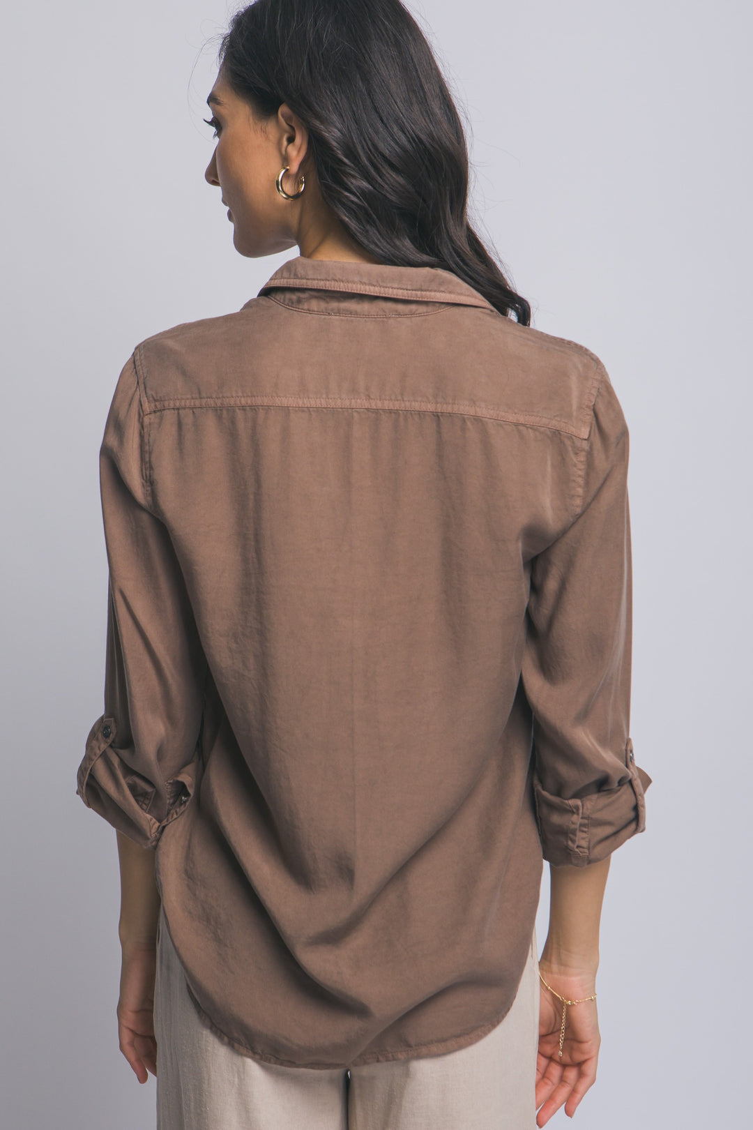 Cocoa Utility Shirt-Tops-Anatomy Clothing Boutique in Brenham, Texas