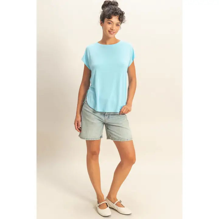 Fresh Air Favorite Top - Blue-Tops-Anatomy Clothing Boutique in Brenham, Texas