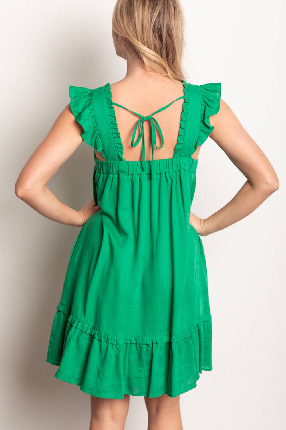 Gia Linen Backless Mini Dress-Dresses-Anatomy Clothing Boutique in Brenham, Texas