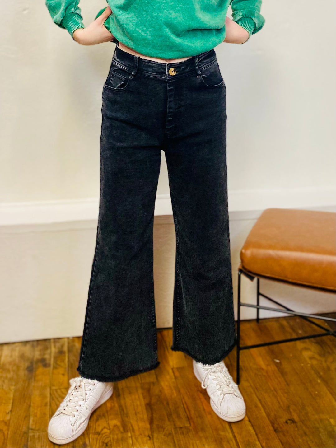 Callum High Waisted Crop Frayed Jeans-Bottoms and Jeans-Anatomy Clothing Boutique in Brenham, Texas