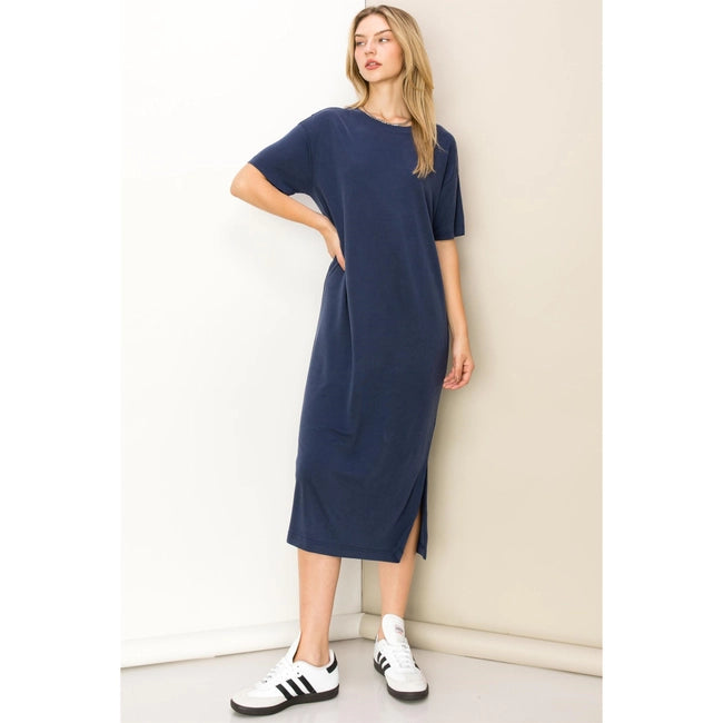 Hailey Midi Tee Dress-Dresses-Anatomy Clothing Boutique in Brenham, Texas