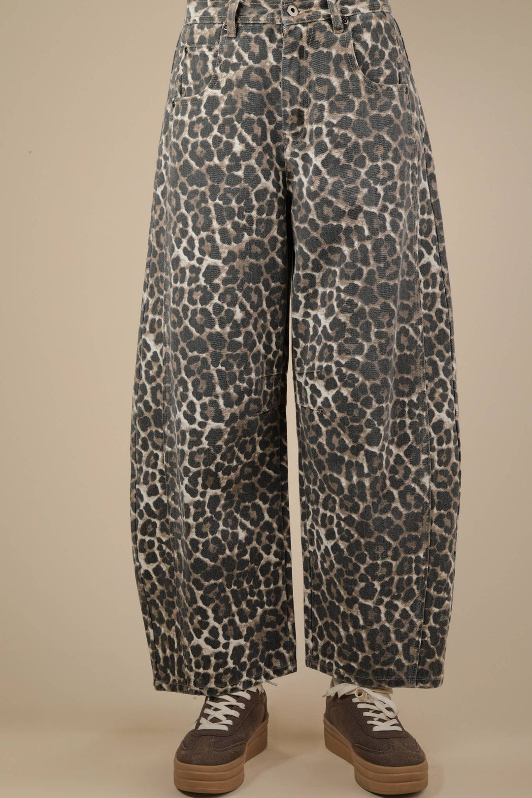 Leopard Printed Barrel Jeans-Bottoms and Jeans-Anatomy Clothing Boutique in Brenham, Texas