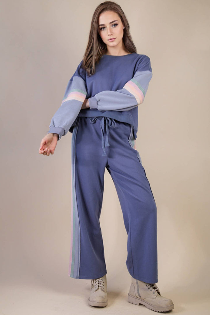 Blue Color Block Knit Set-Anatomy Clothing Boutique in Brenham, Texas