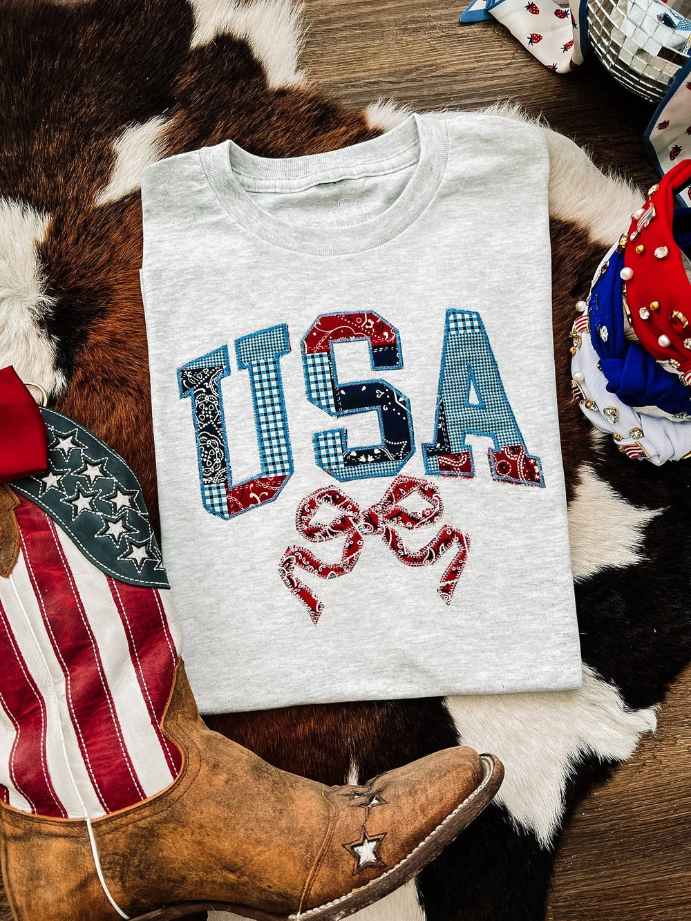 USA Quilted Coquette Tee-Anatomy Clothing Boutique in Brenham, Texas