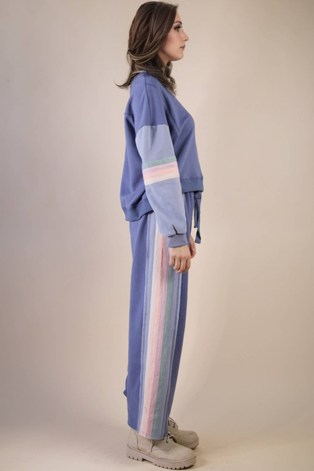 Blue Color Block Knit Set-Anatomy Clothing Boutique in Brenham, Texas