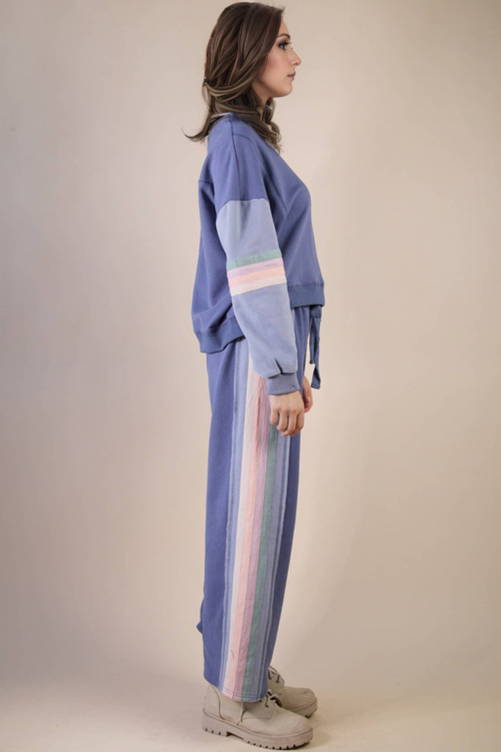 Blue Color Block Knit Set-Anatomy Clothing Boutique in Brenham, Texas