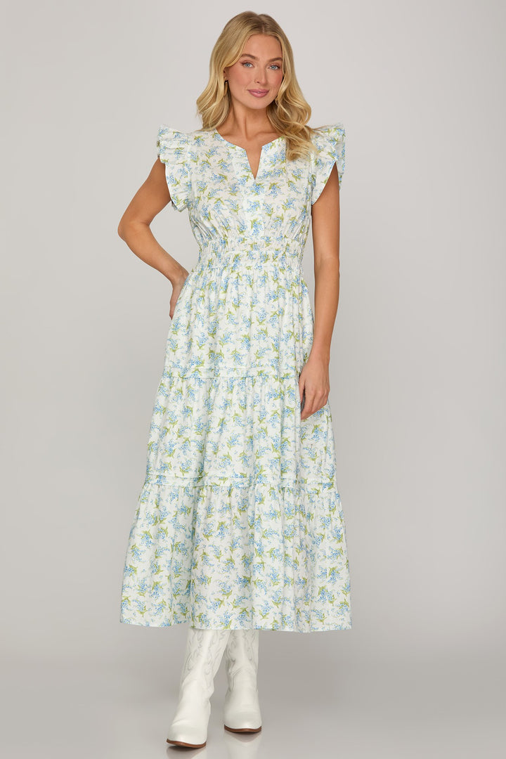 Enchanted Garden Floral Midi Dress