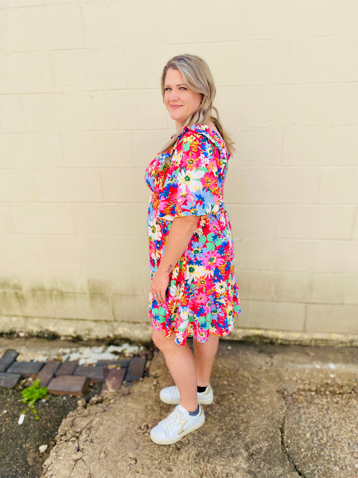 Spring Vibes Floral Dress-Dresses-Anatomy Clothing Boutique in Brenham, Texas