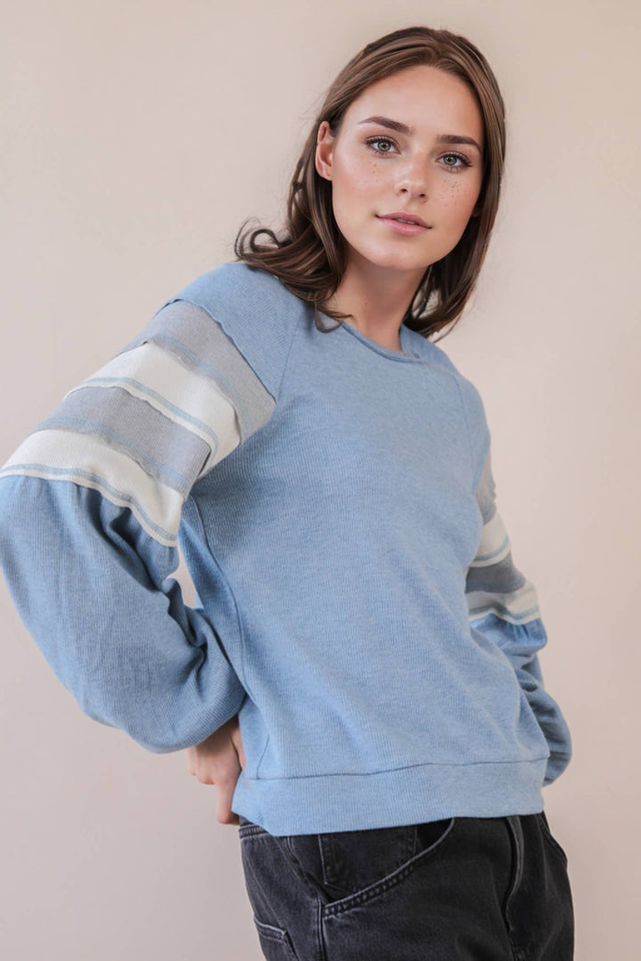 NT12384-Oversized Color Block Comfy Casual Knit Top: MANGO / S-M-L/2-2-2-Anatomy Clothing Boutique in Brenham, Texas