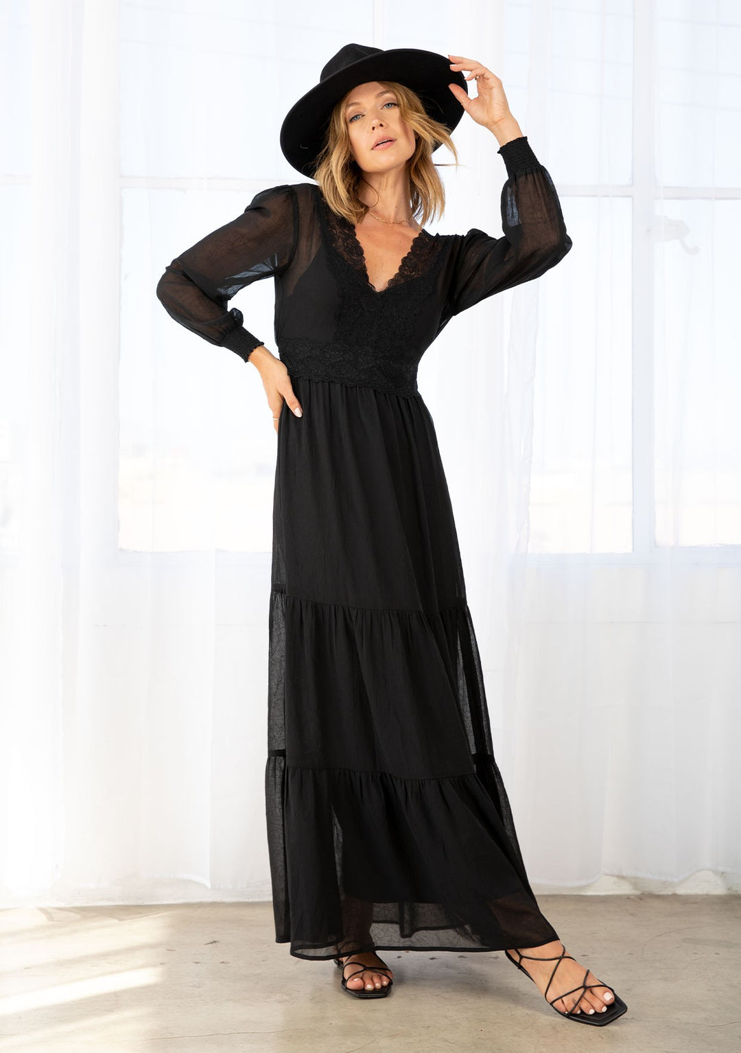 Stevie Boho Lace Maxi Dress-Dresses-Anatomy Clothing Boutique in Brenham, Texas