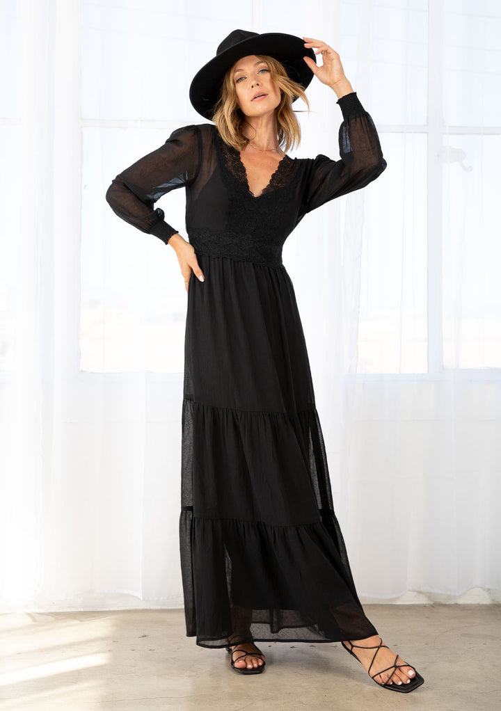 Stevie Boho Lace Maxi Dress-Dresses-Anatomy Clothing Boutique in Brenham, Texas