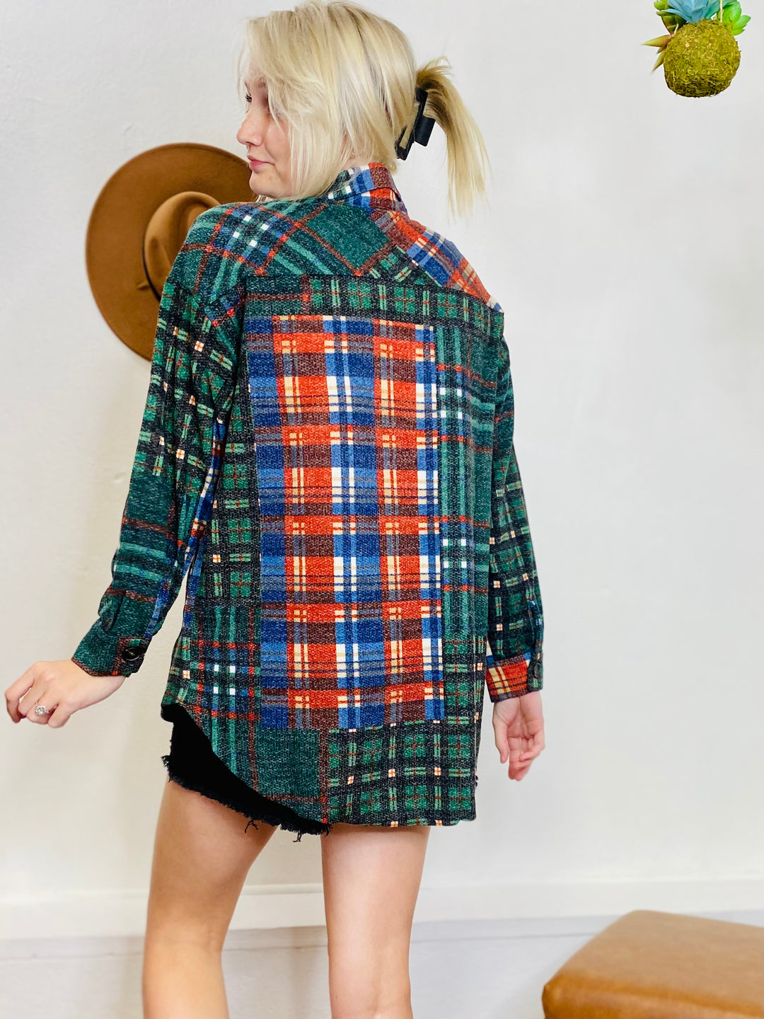 Bonfire Button Up Flannel - Green-Tops-Anatomy Clothing Boutique in Brenham, Texas
