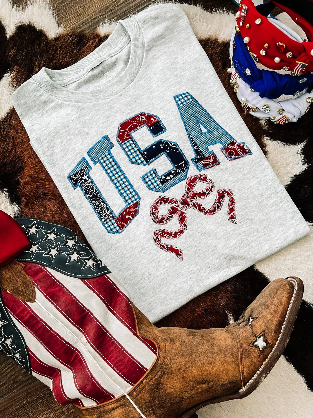 USA Quilted Coquette Tee-Anatomy Clothing Boutique in Brenham, Texas