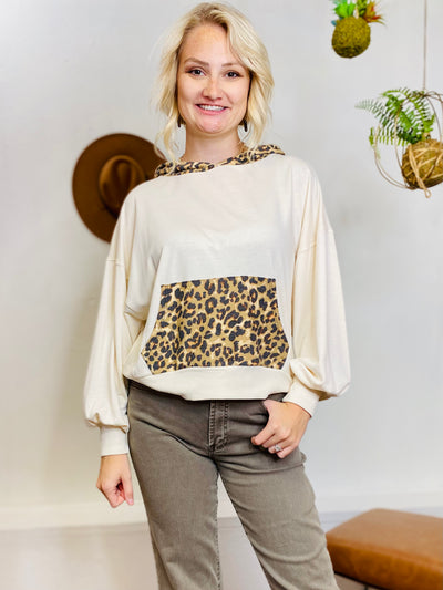 Ash Leopard Hoodie - Cream-Tops-Anatomy Clothing Boutique in Brenham, Texas