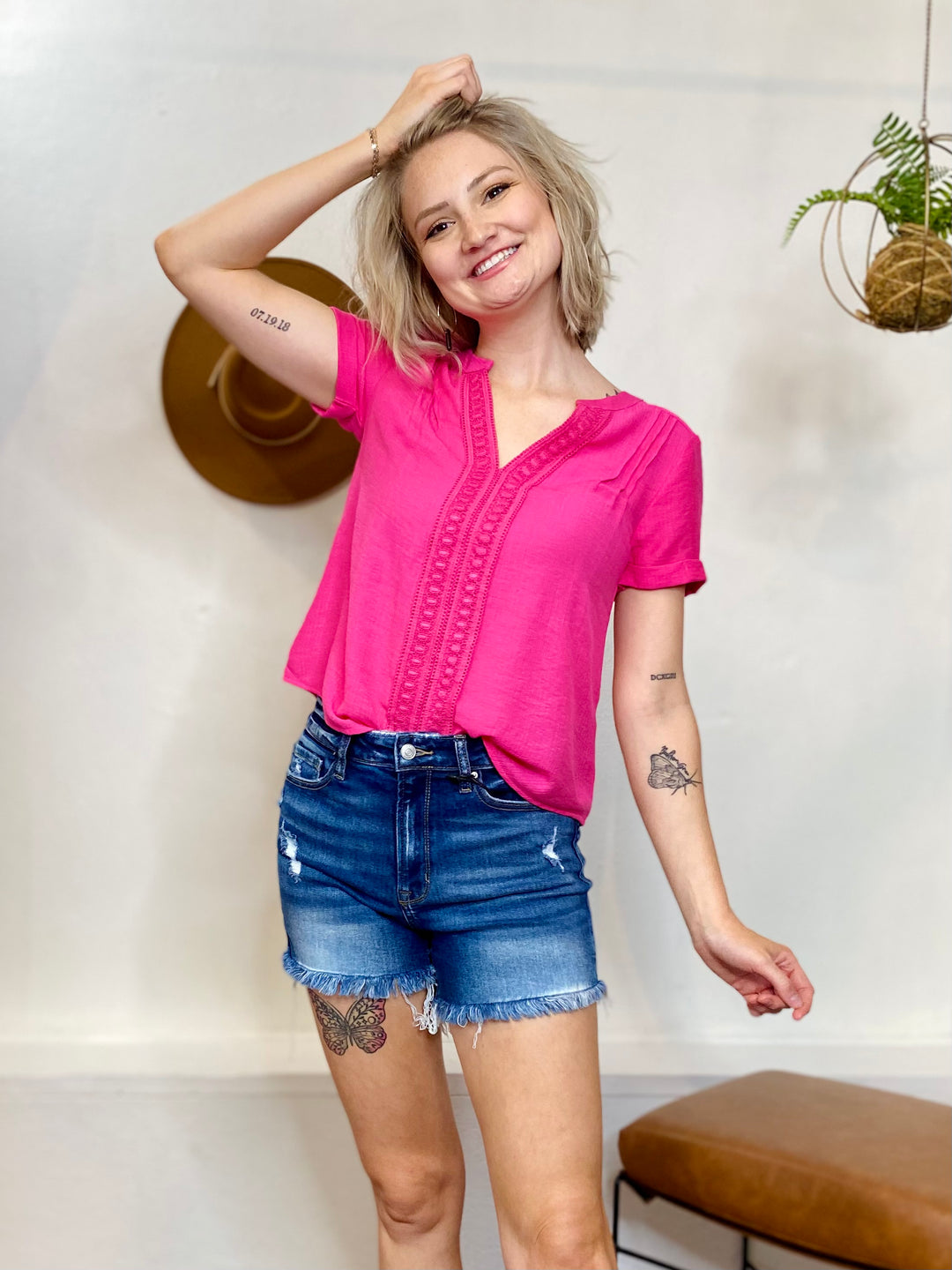 Front Lace Woven Top-Tops-Anatomy Clothing Boutique in Brenham, Texas