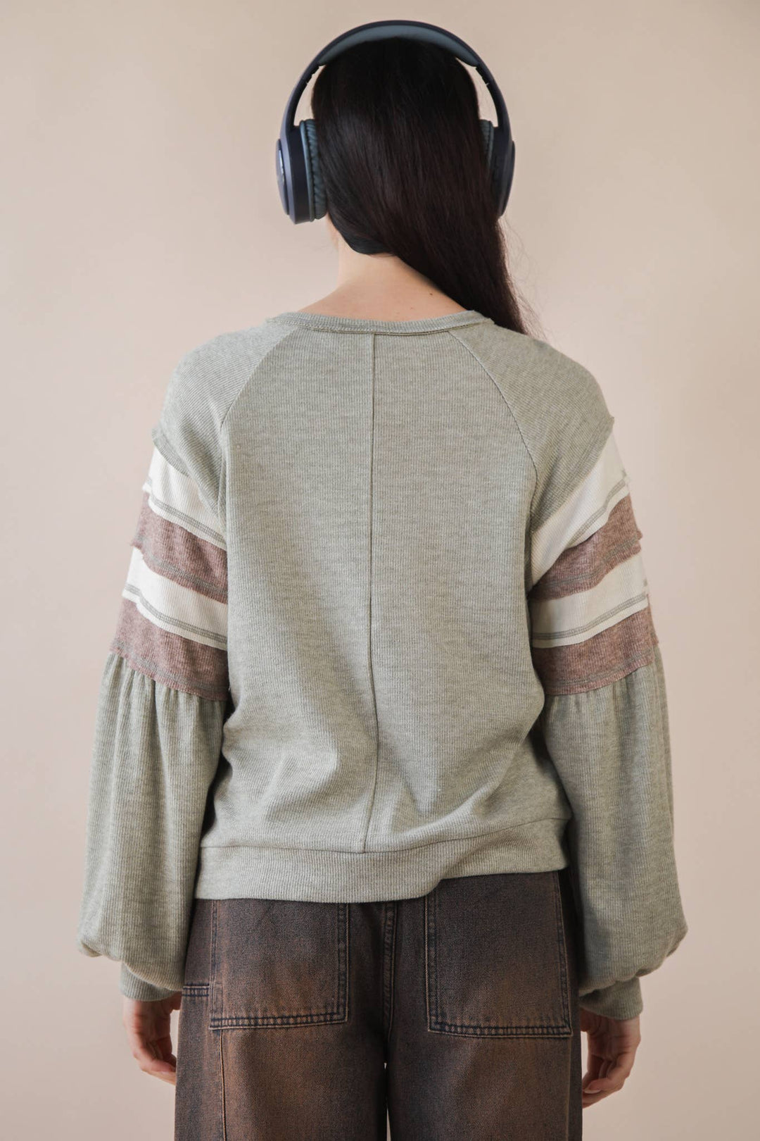 NT12384-Oversized Color Block Comfy Casual Knit Top: MANGO / S-M-L/2-2-2-Anatomy Clothing Boutique in Brenham, Texas