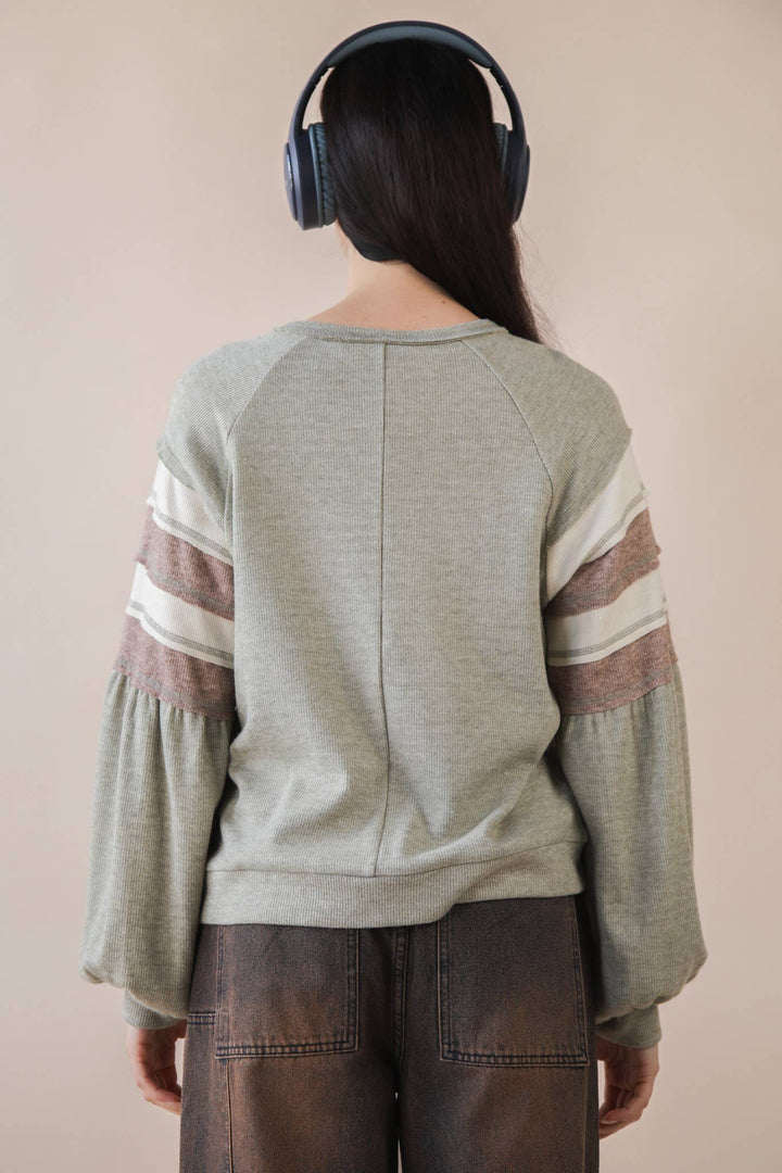 NT12384-Oversized Color Block Comfy Casual Knit Top: MANGO / S-M-L/2-2-2-Anatomy Clothing Boutique in Brenham, Texas