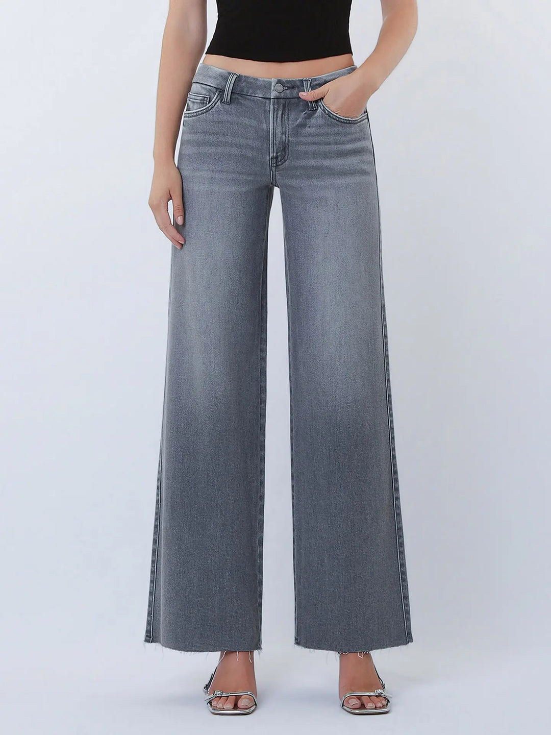 Grey Skies Wide Leg Jeans VERVET-Bottoms and Jeans-Anatomy Clothing Boutique in Brenham, Texas
