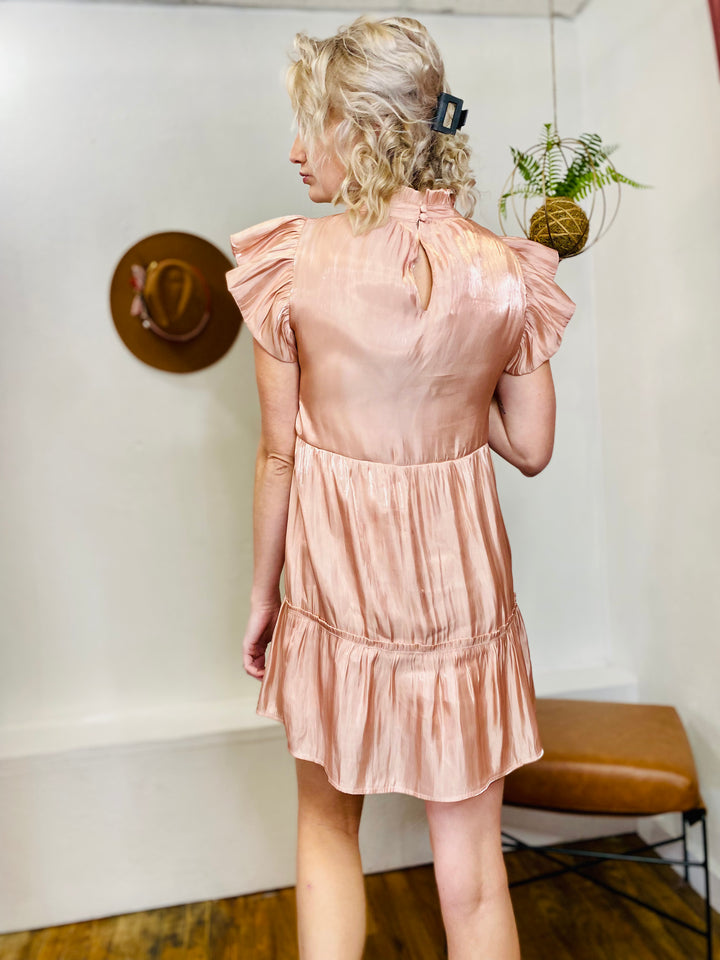 Mirrorball Shimmer Dress - Pink-Dresses-Anatomy Clothing Boutique in Brenham, Texas