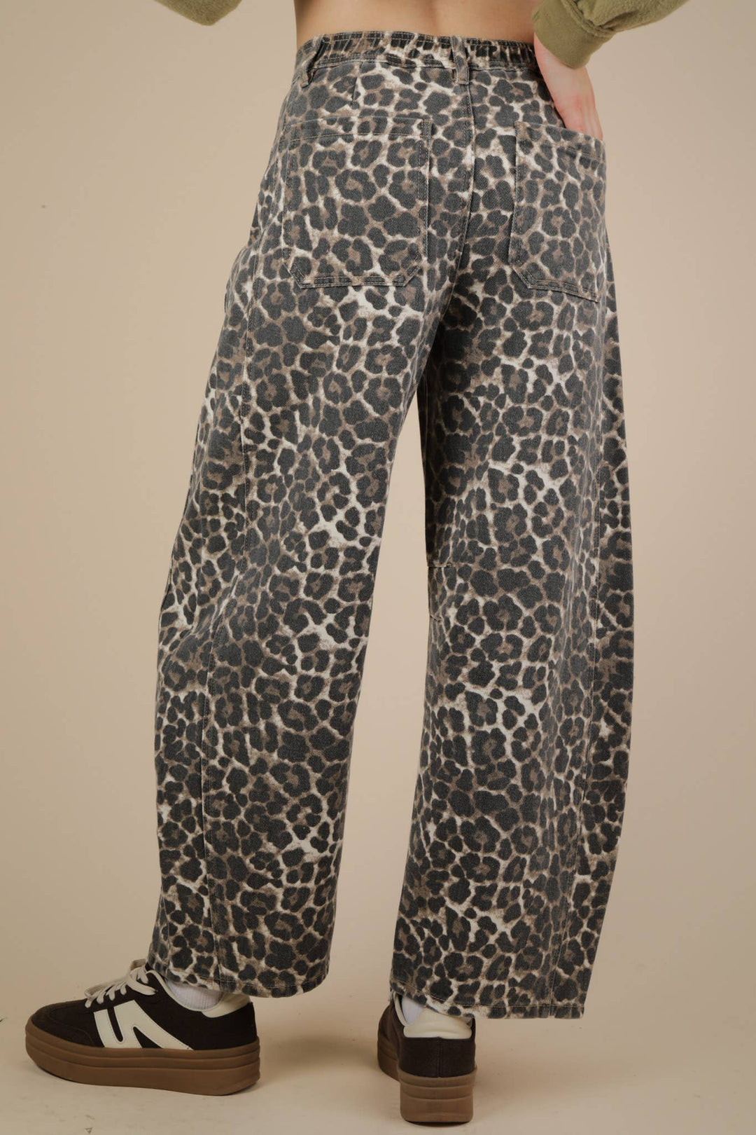 Leopard Printed Barrel Jeans-Bottoms and Jeans-Anatomy Clothing Boutique in Brenham, Texas