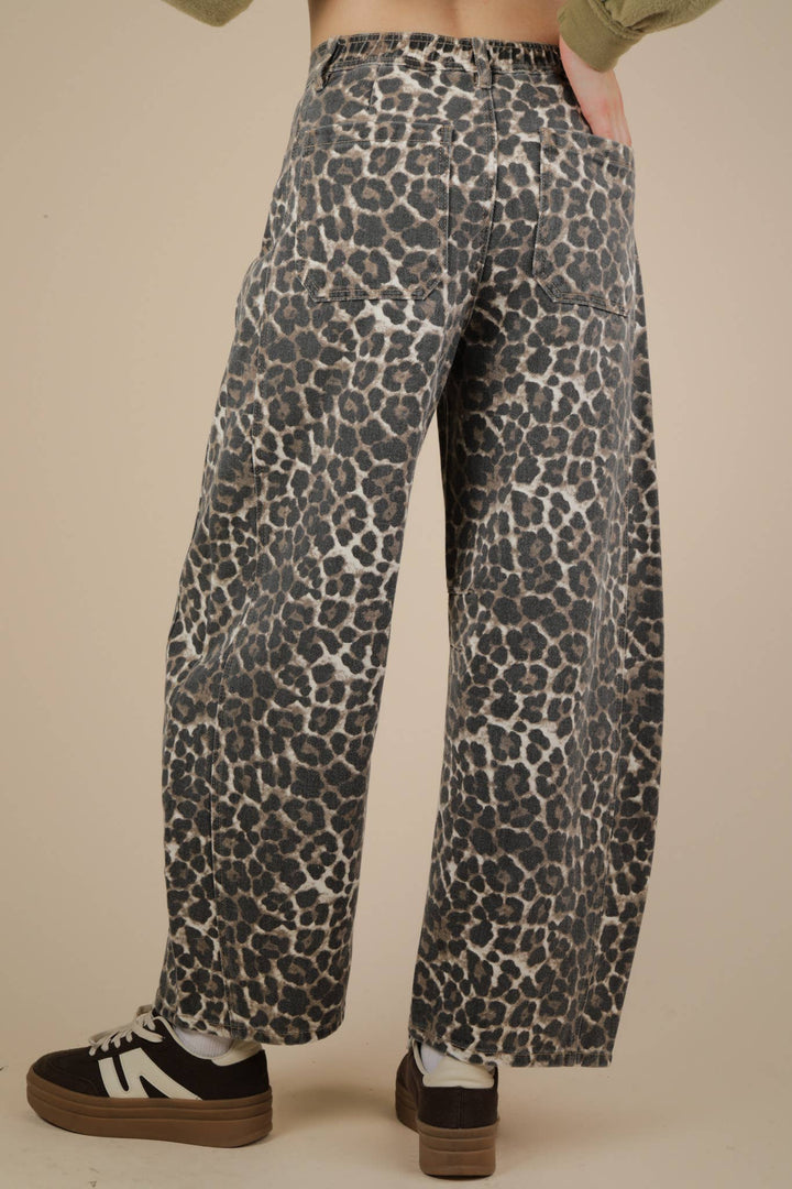 Leopard Printed Barrel Jeans-Bottoms and Jeans-Anatomy Clothing Boutique in Brenham, Texas