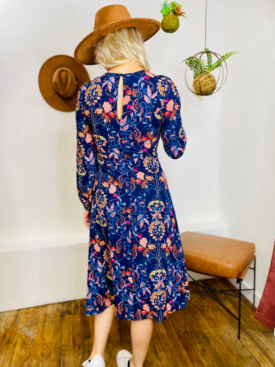 Madeline Floral Midi Dress-Tops-Anatomy Clothing Boutique in Brenham, Texas