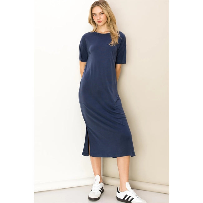 Hailey Midi Tee Dress-Dresses-Anatomy Clothing Boutique in Brenham, Texas