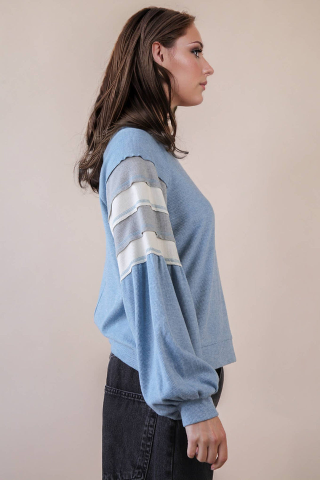 NT12384-Oversized Color Block Comfy Casual Knit Top: MANGO / S-M-L/2-2-2-Anatomy Clothing Boutique in Brenham, Texas