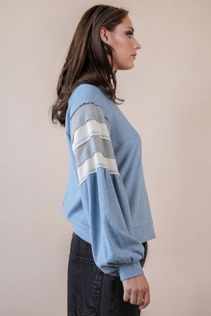 NT12384-Oversized Color Block Comfy Casual Knit Top: MANGO / S-M-L/2-2-2-Anatomy Clothing Boutique in Brenham, Texas