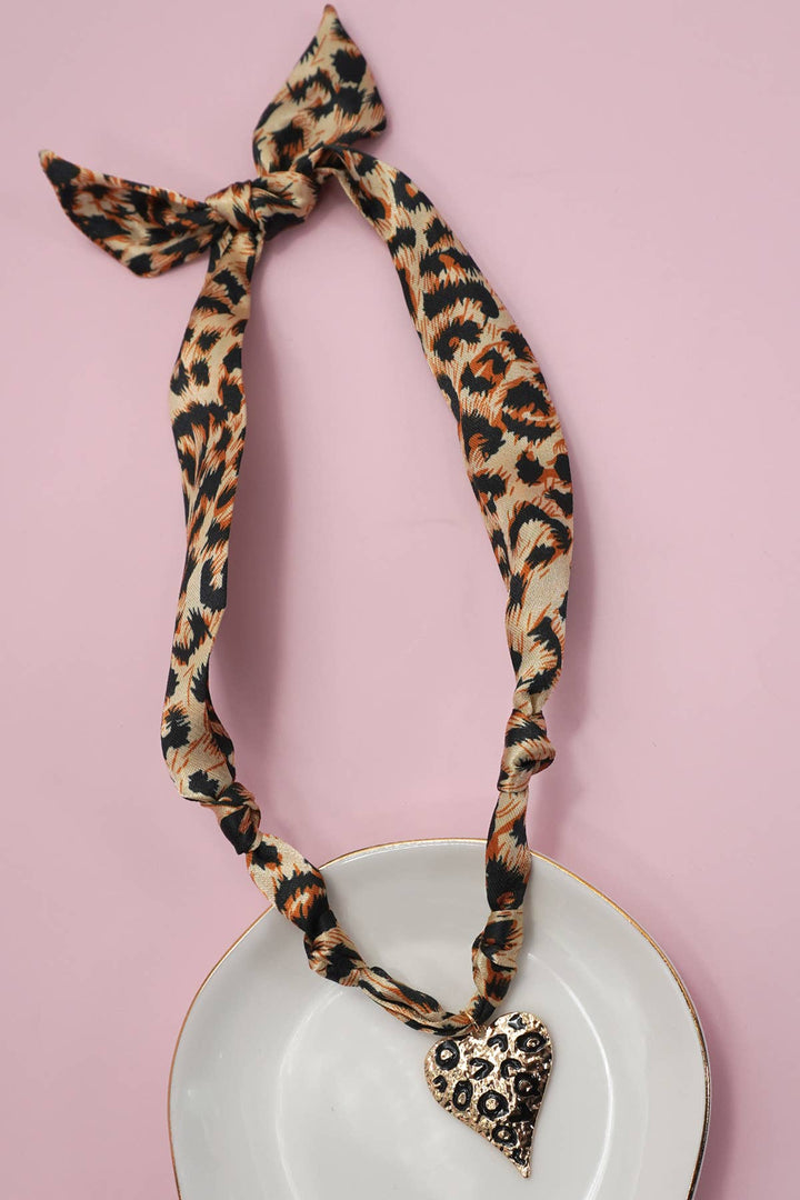 Handcrafted Scarf Charm Necklace - Leopard Heart-Anatomy Clothing Boutique in Brenham, Texas