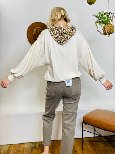 Ash Leopard Hoodie - Cream-Tops-Anatomy Clothing Boutique in Brenham, Texas