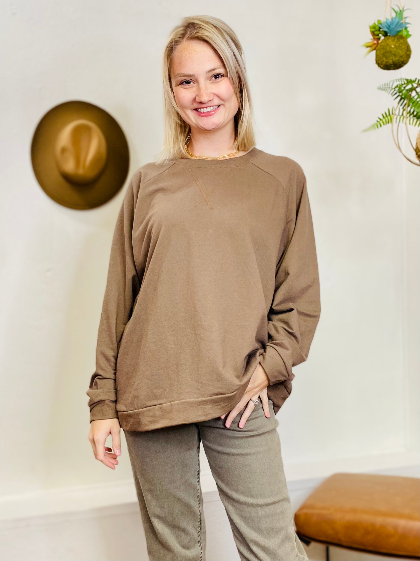 Best of You Pullover Sweater - Mocha-Tops-Anatomy Clothing Boutique in Brenham, Texas