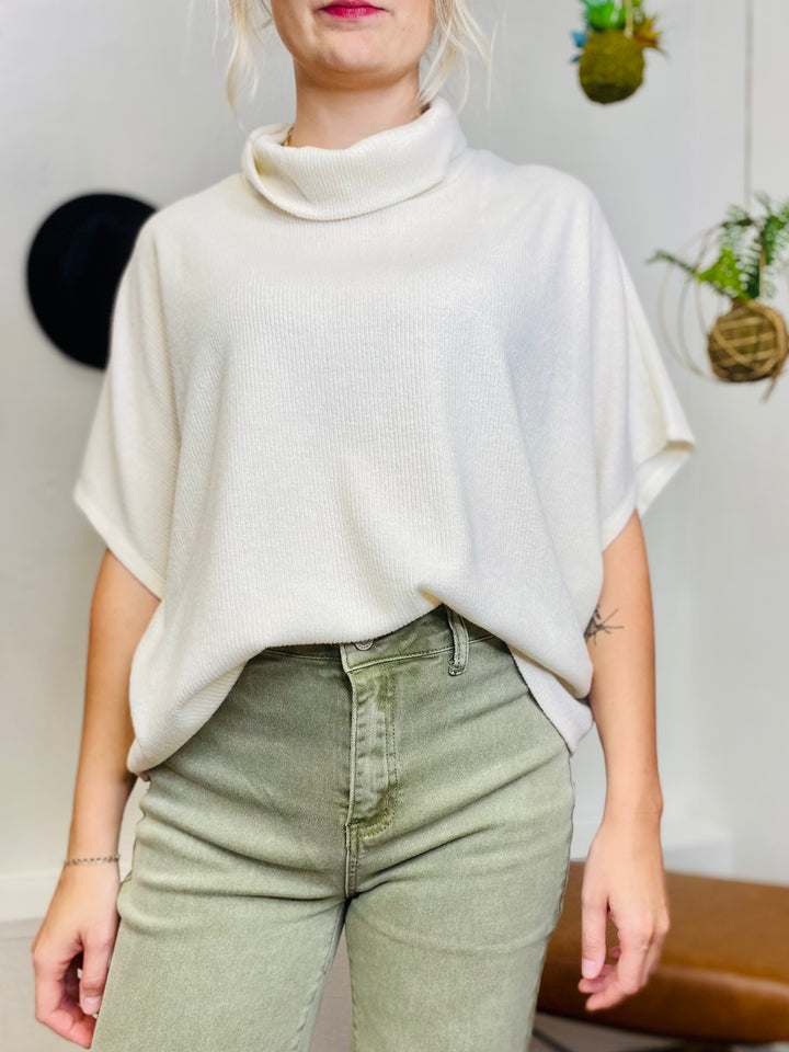Let It Be Ribbed Mock Neck Top-Bottoms and Jeans-Anatomy Clothing Boutique in Brenham, Texas