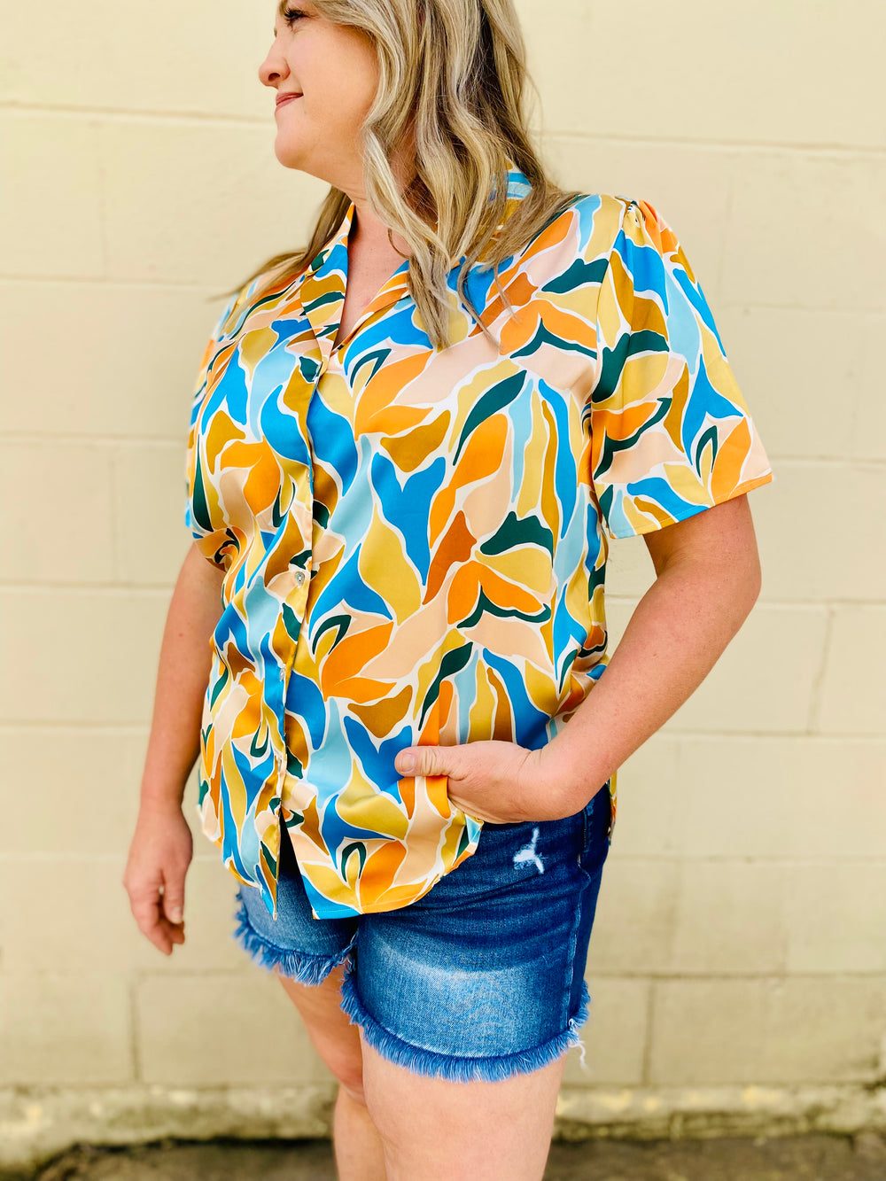 Groovy Summer Satin Top-Tops-Anatomy Clothing Boutique in Brenham, Texas