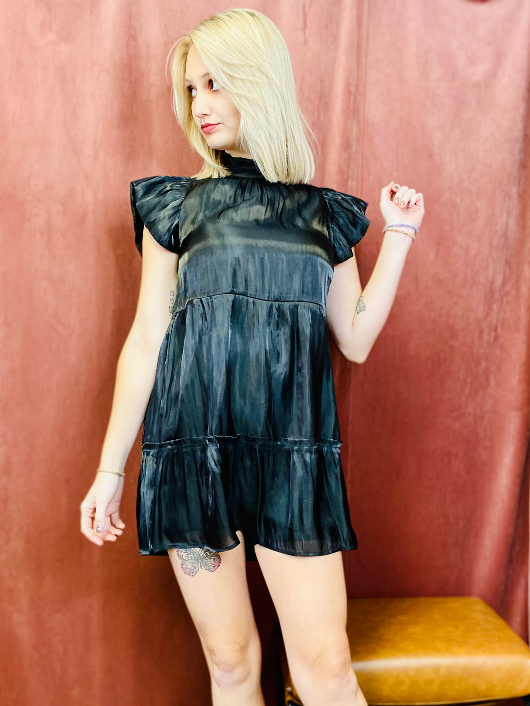 Mirrorball Shimmer Dress - Black-Dresses-Anatomy Clothing Boutique in Brenham, Texas