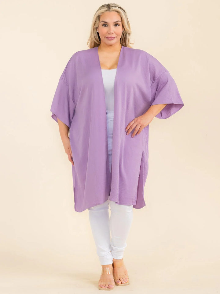 Purple Flow Kimono Cardigan [Curvy]-Tops-Anatomy Clothing Boutique in Brenham, Texas