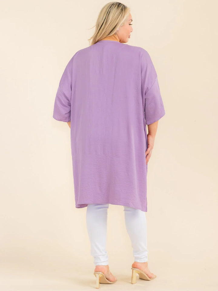 Purple Flow Kimono Cardigan [Curvy]-Tops-Anatomy Clothing Boutique in Brenham, Texas