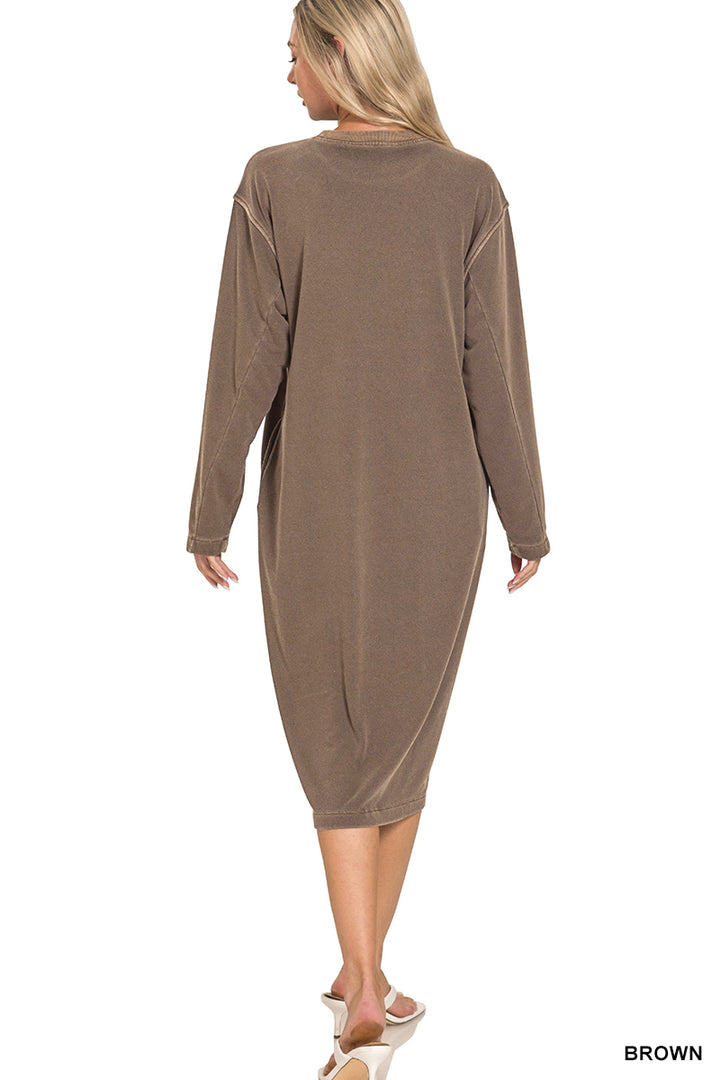 Slow Sunday Washed Sweatshirt Dress-Dresses-Anatomy Clothing Boutique in Brenham, Texas