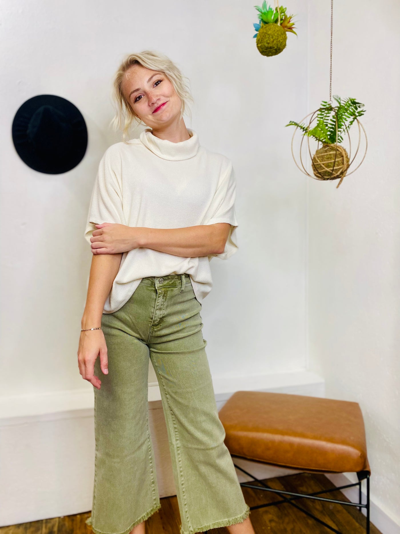 Let It Be Ribbed Mock Neck Top-Bottoms and Jeans-Anatomy Clothing Boutique in Brenham, Texas