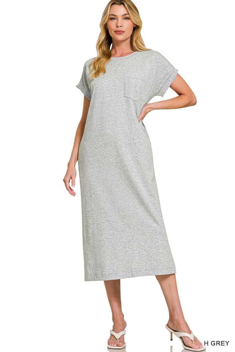 Take It Easy Pocket Midi Dress-Tops-Anatomy Clothing Boutique in Brenham, Texas