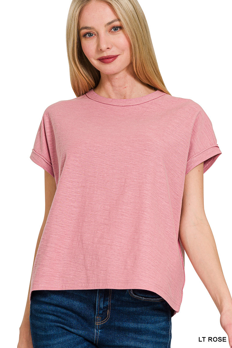 Emma Cotton Slub Tee - Rose-Tops-Anatomy Clothing Boutique in Brenham, Texas