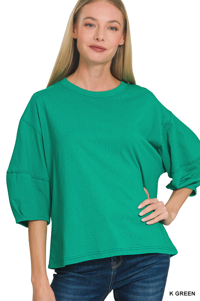 Fresh Start Balloon Sleeve Top-Tops-Anatomy Clothing Boutique in Brenham, Texas