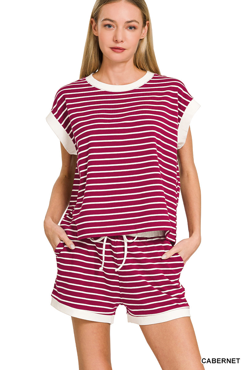Ollie Striped Shorts Set-Tops-Anatomy Clothing Boutique in Brenham, Texas