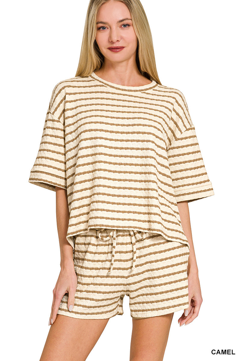 Amelia Striped Shorts Set-Tops-Anatomy Clothing Boutique in Brenham, Texas